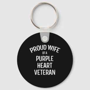 Llavero Esposa Del Veterano Camisa Del Corazón Púrpura Org