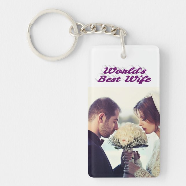 Llavero Esposa Foto púrpura (Frente)