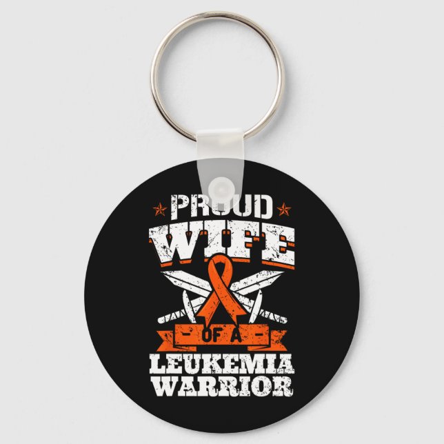 Llavero Esposa Orgullosa De Un Guerrero De La Leucemia Con (Anverso)