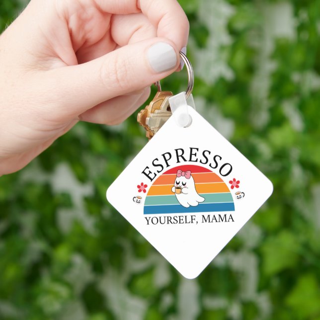 Llavero Espresso tu propia mamá - Fantasma arco iris retro (Mano)