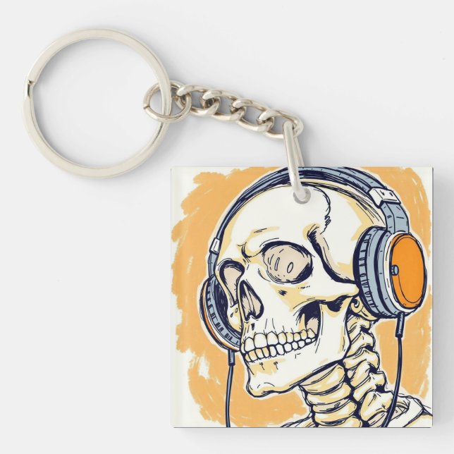 Llavero Esqueleto con auriculares (Frente)