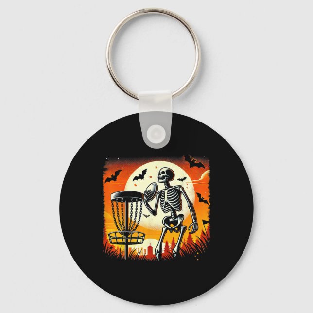 Llavero Esqueleto de Disc Golfing Halloween Disco de Golf  (Anverso)