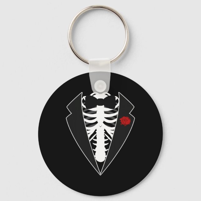 Llavero Esqueleto de Halloween Disfraz de Tuxedo (Anverso)