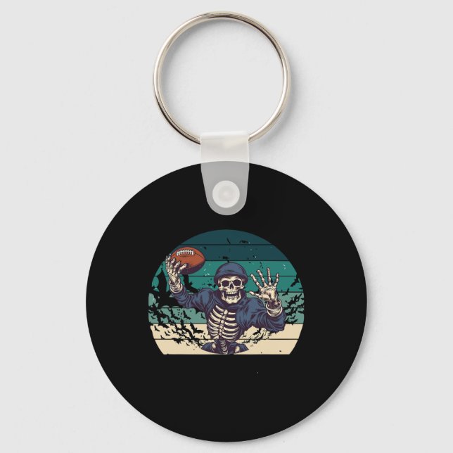 Llavero Esqueleto de Halloween retro de fútbol (Anverso)