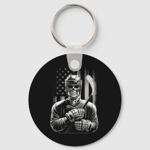 Llavero Esqueleto de Hockey Americano Bandera Usa Hallowee