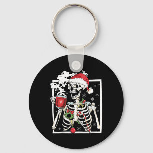 Llavero Esqueleto de Navidad con cráneo sonriente bebiendo