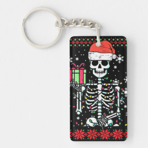Llavero Esqueleto de Navidad Prefiero Halloween Navidad Fe