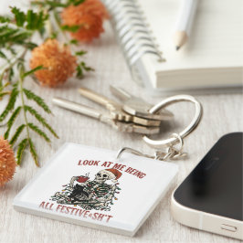 Llavero Esqueleto de Santa con Gato Fiesta Snark