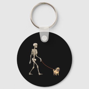 Llavero Esqueleto Divertido de Pug Caminando Perro de Hall