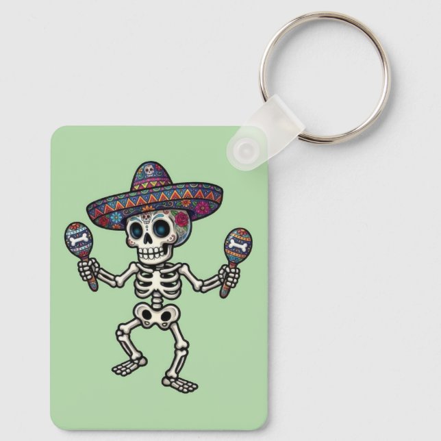 Llavero Esqueleto Mexicano Colorido (Reverso )