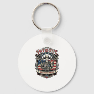 Llavero Esqueleto Patriótico Vaquero Patriota Oscuro Esque