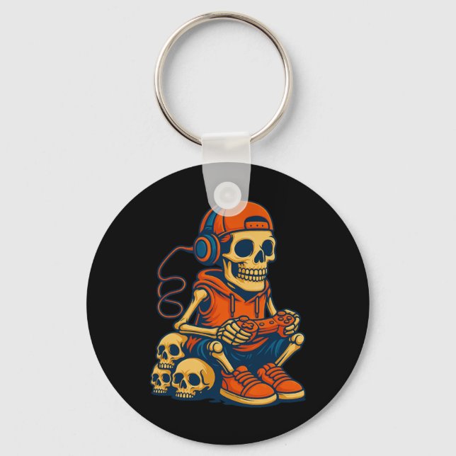 Llavero Esqueleto Retro de Halloween para Jugadores de Vid (Anverso)