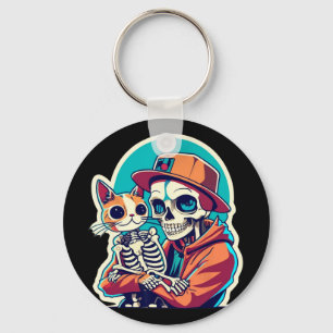 Llavero Esqueleto sosteniendo un atrevido Costum de Hallow