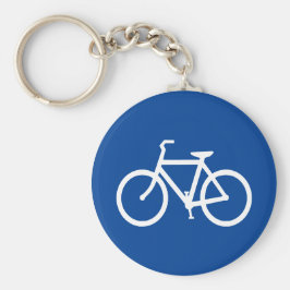 Llavero Esquema de bicicleta azul y blanco profundo