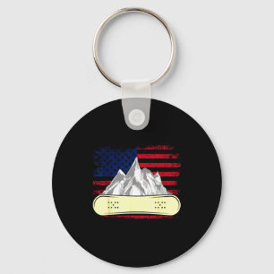 Llavero Esquí con snowboard bandera americana