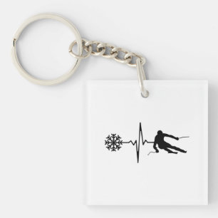 Llavero Esquí - Regalo de esquí de ritmo cardíaco