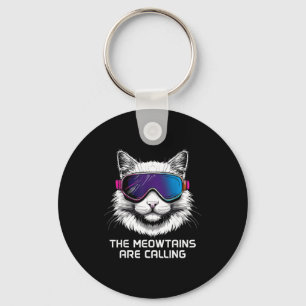 Llavero Esquí snowboard gato divertido las meowtains están