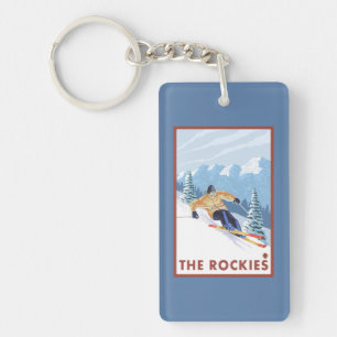 Llavero Esquiador de la nieve de Downhhill - los Rockies