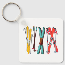 Llavero Esquiador divertido y colorido