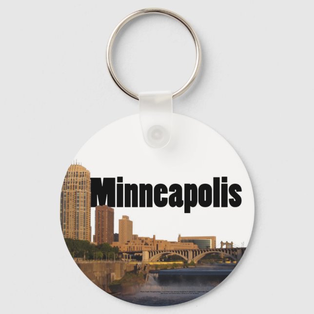 Llavero Esquina de Minneapolis con Minneapolis en el cielo (Anverso)