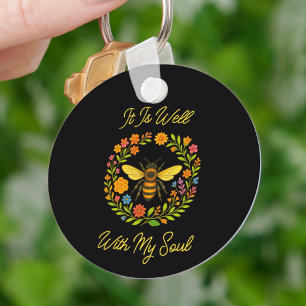 Llavero "Está Bien Con Mi Alma" Personalizado Boho Abeja M