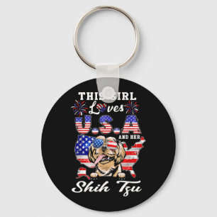 Llavero Esta Chica Ama USA y Perro 4 de Julio Shih Tzu