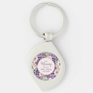 Llavero Esta Mamá Pertenece a Floral Rosa Purpúreo