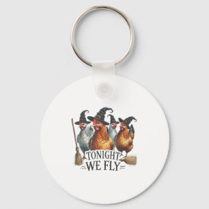 Llavero Esta Noche Volamos Gracioso Pollo Brujero Hallowee