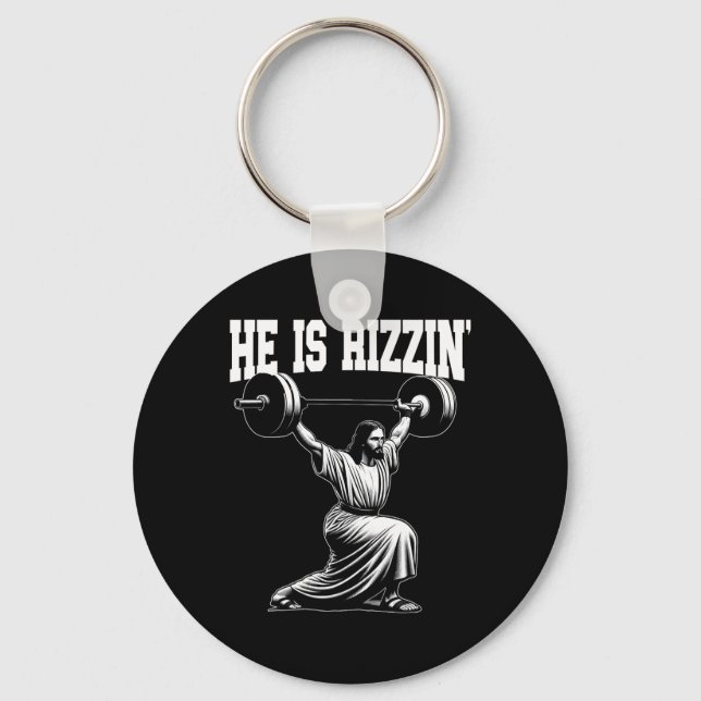 Llavero Está Rizzin' Jesús Hallador De Pesas Limpio Y (Anverso)