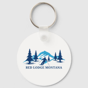 Llavero Estación de esquí lodge montana roja esquiador esq