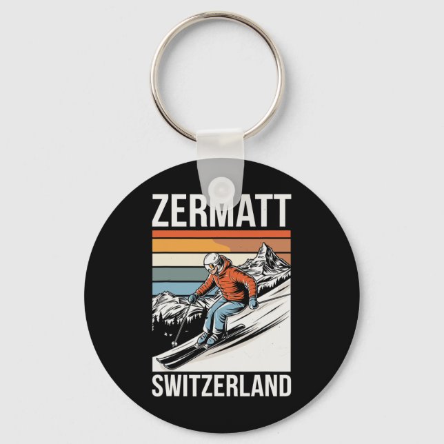 Llavero Estación de esquí Retro Zermatt Suiza  (Anverso)