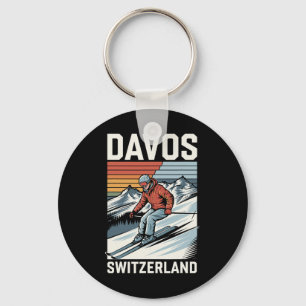 Llavero Estación de esquí Suiza Retro Davos