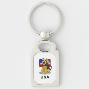 Llavero Estados Unidos Bandera Americana Welsh Terrier Per