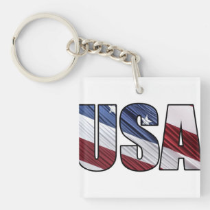 Llavero Estados Unidos: Bandera Patriótica Americana Roja 
