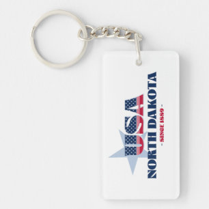 Llavero Estados Unidos Dakota del Norte Monograma Keychain