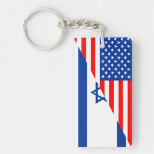 Llavero estados Unidos la mitad de la bandera israelí de E