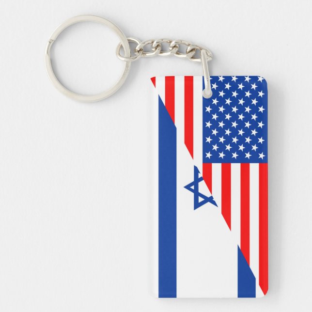 Llavero estados Unidos la mitad de la bandera israelí de E (Frente)