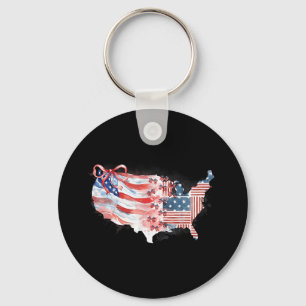 Llavero Estados Unidos Mapa Preppy 4 De Julio Independenci