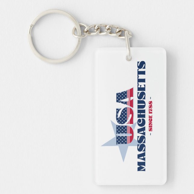 Llavero Estados Unidos Massachusetts Monograma Keychain ac (Frente)