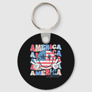 Llavero Estados Unidos Vibes Usa Groovy Retro Sonríe Face 