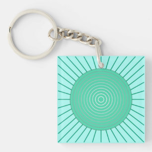 Llavero Estallido geométrico moderno - Aqua y verde espuma