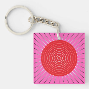 Llavero Estallido geométrico moderno - fucsia y rojo