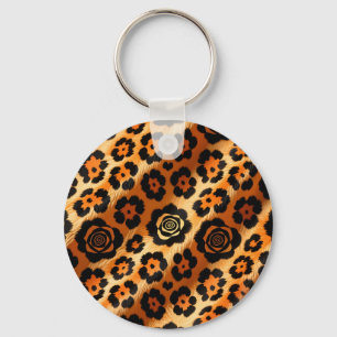 Llavero Estampa Animal Rosa Leopardo Dorado