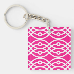 Llavero Estampa de kimono, rosa fucsia y blanco