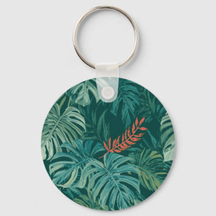 Llavero Estampa exuberante de jungla esmeralda