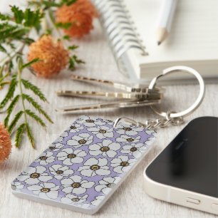 Llavero Estampa floral boho con nombre 