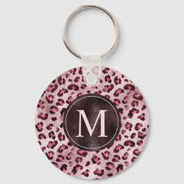 Llavero Estampado Animal Leopardo Rosa Con Monograma De Ho