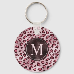 Llavero Estampado Animal Leopardo Rosa Con Monograma De Ho