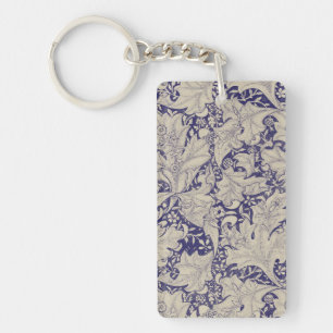 Llavero Estampado de Alhelí de William Morris Azul Antiguo
