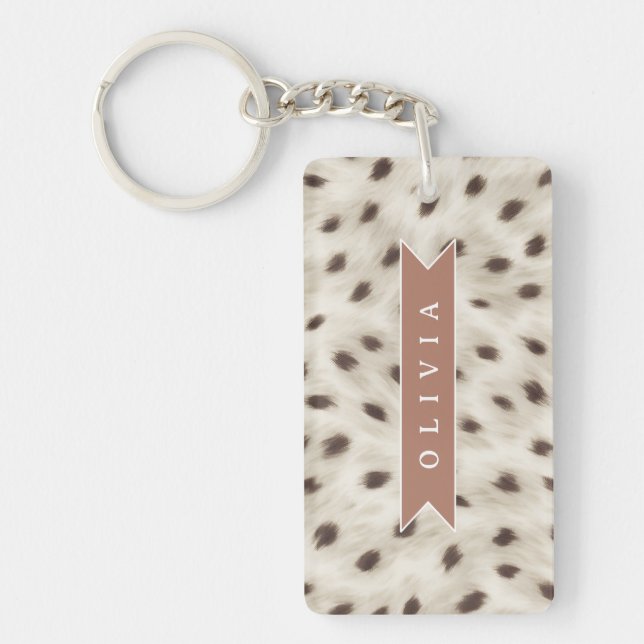 Llavero Estampado de Animal Leopardo Neutral Chic Personal (Frente)
